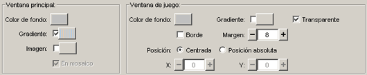 Configuración de las ventanas activando la opción de transparente