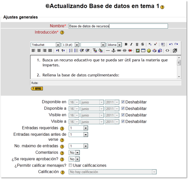 ajustes generales base de datos ajustes generales base de datos