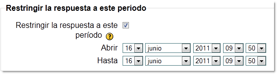 Configuración encuesta: tiempo activa Configuración encuesta: tiempo activa