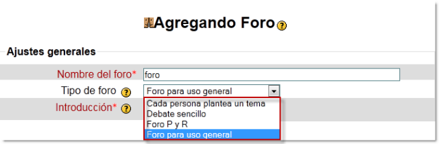 menu tipos foro