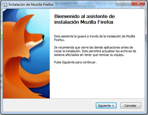 Asistente de instalación Mozilla Firefox