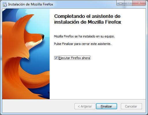 Finalizando la instalación Mozilla Firefox 
