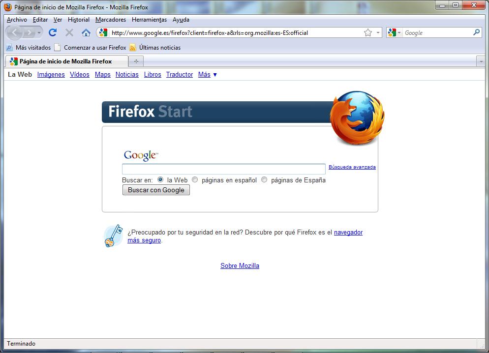 Interfaz Mozilla Firefox